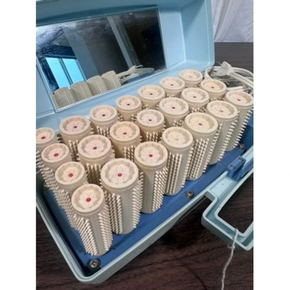 Vintage Lady Sunbeam Vista Heated Hair Curlers‎ 1960s Electric Rollers w Case